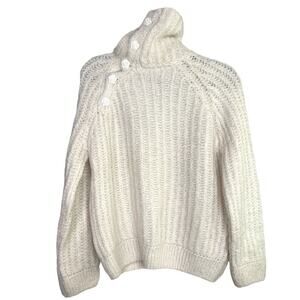 Zara Girls Wool Chunky Knit Long Sleeve Turtleneck Sweater XL 13-14 Off White